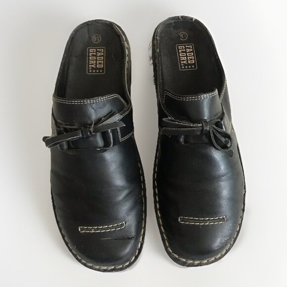 Vintage Faded Glory Black Loafers Clogs Size 8.5 - Picture 1 of 7